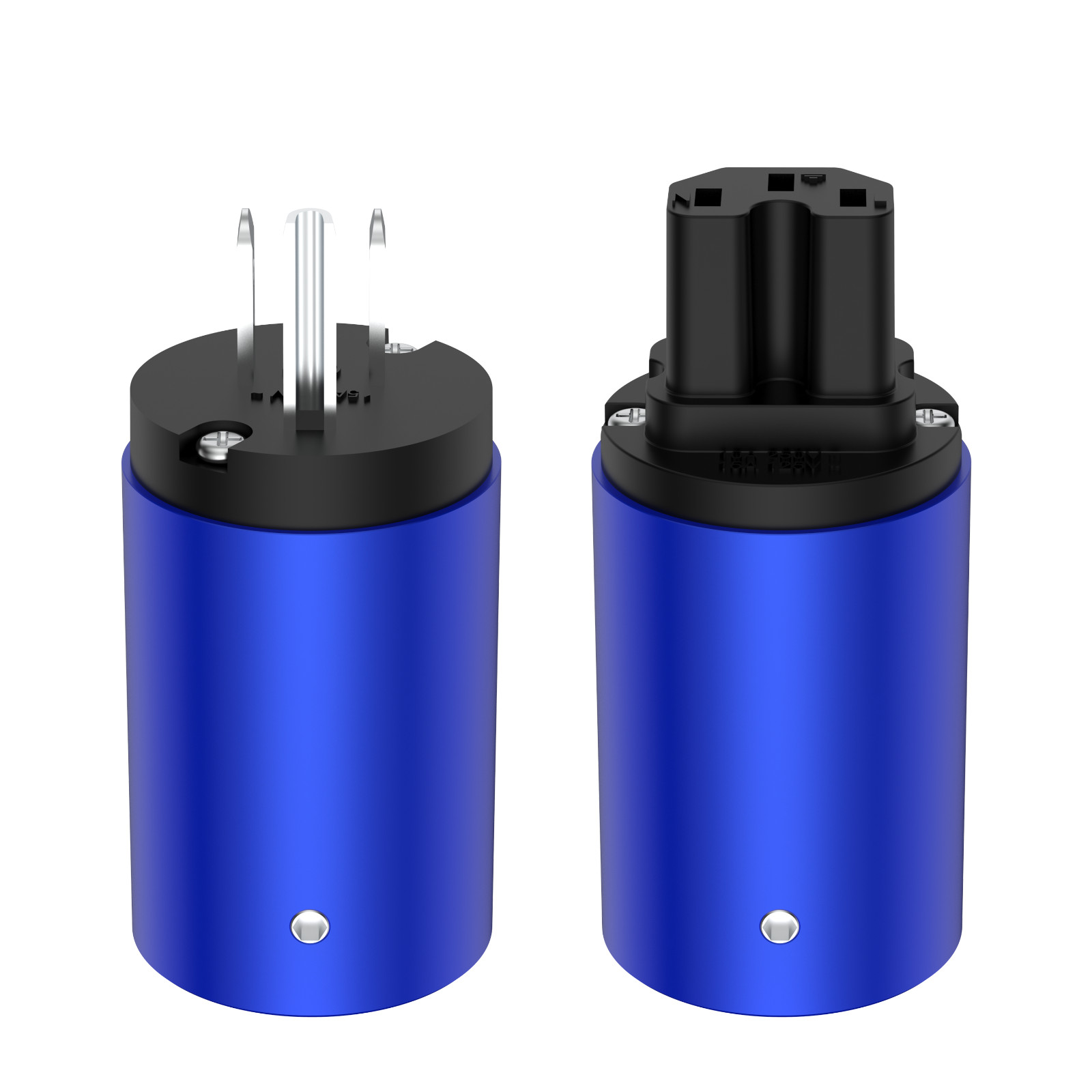 Pair HiFi Power Plug Rhodium Plated Blue US AC IEC C13 C15 DIY Cable Connector