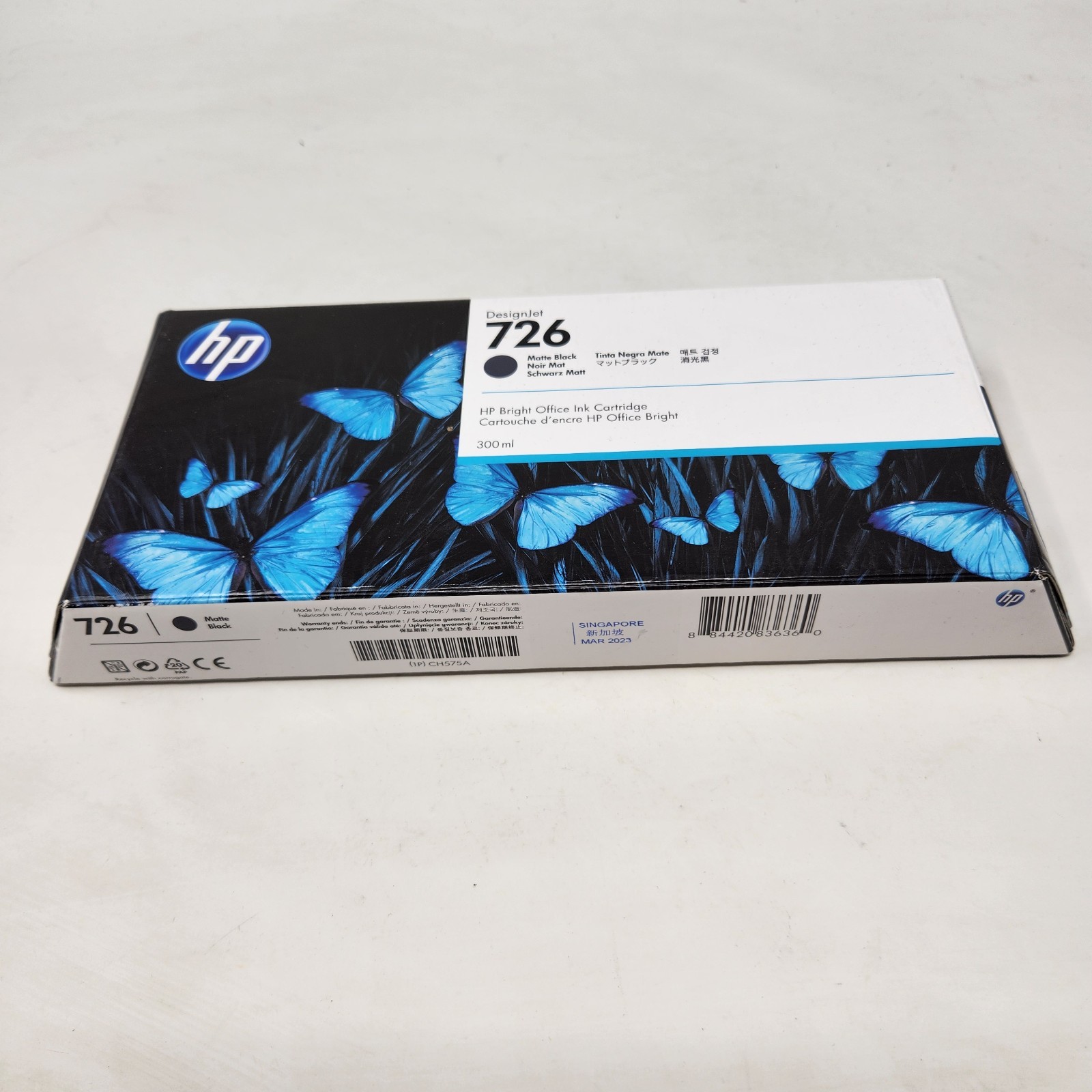 HP 726 300ML Printer Ink Matte Black OEM Genuine New Mar 2023 Expiry Design jet