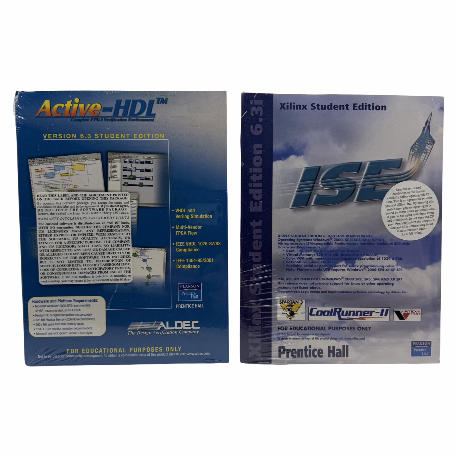 Xilinx Student Edition 6.3i plus Active-HDL 6.3 CD-ROM Software New Sealed