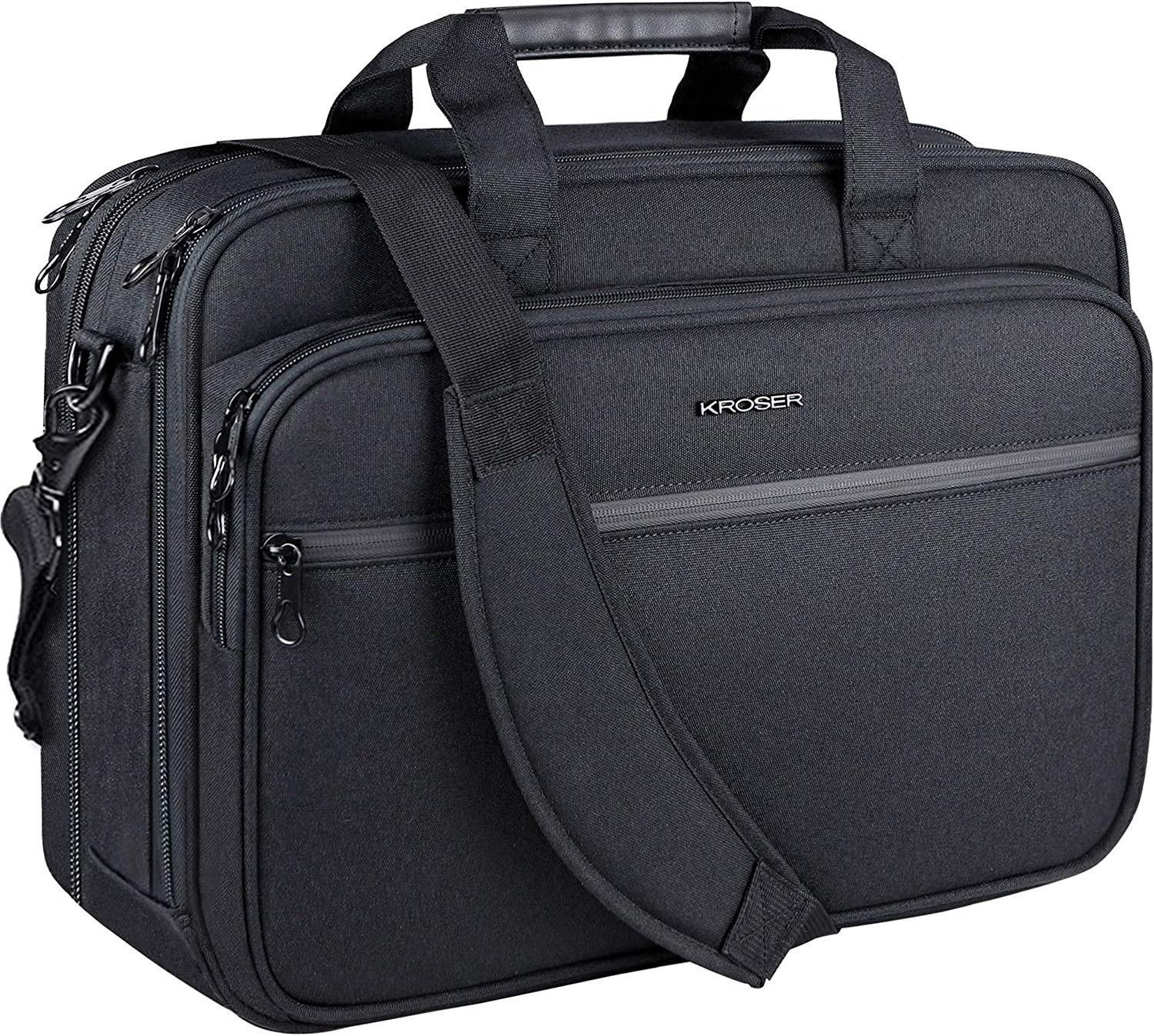 Laptop Bag Expandable Briefcase Computer Bag 17.3 Inch Black | Premium, Expandab