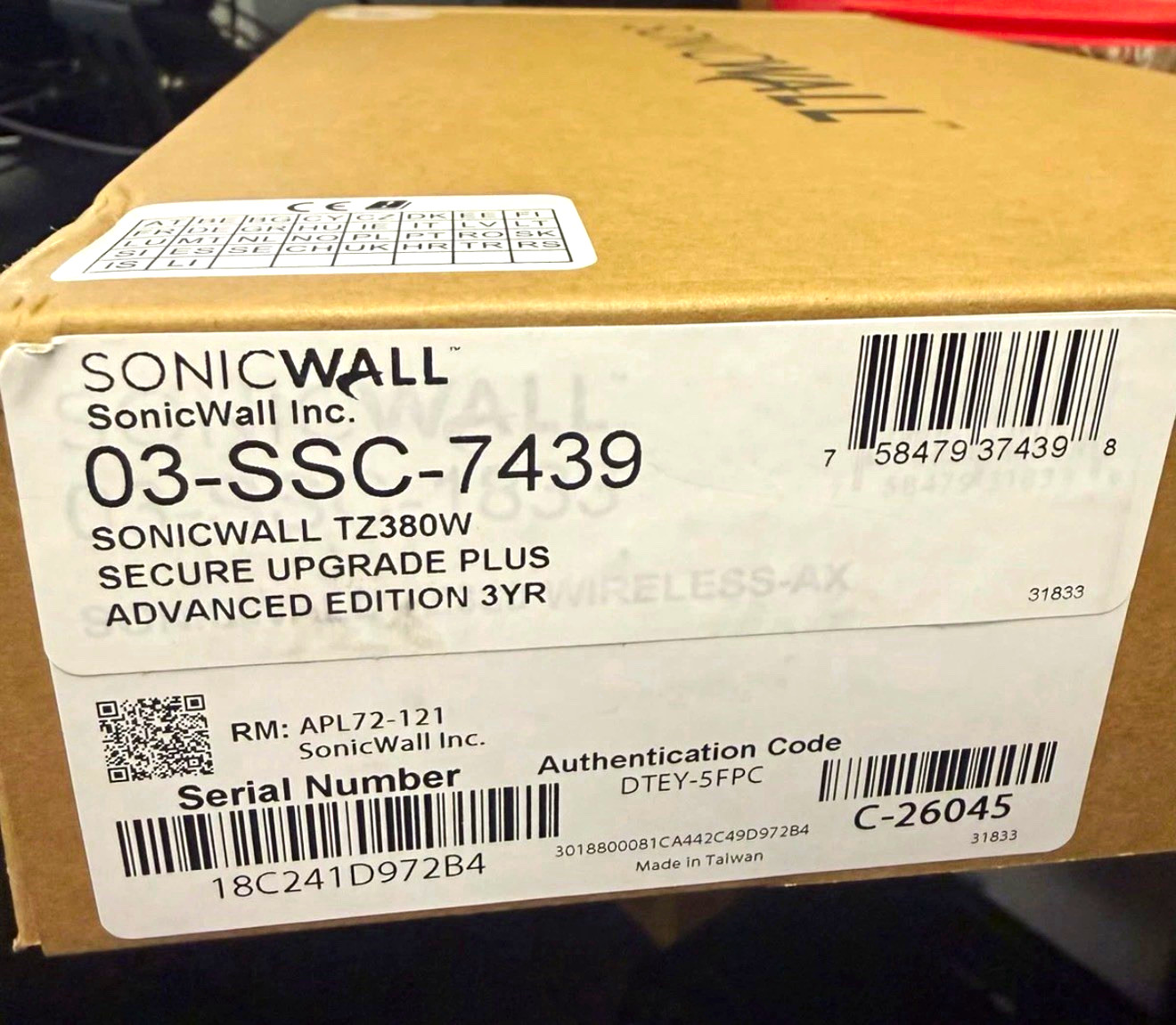SonicWall TZ380W Firewall Secure Upgrade Plus Advanced Edition 3YR 03-SSC-7439