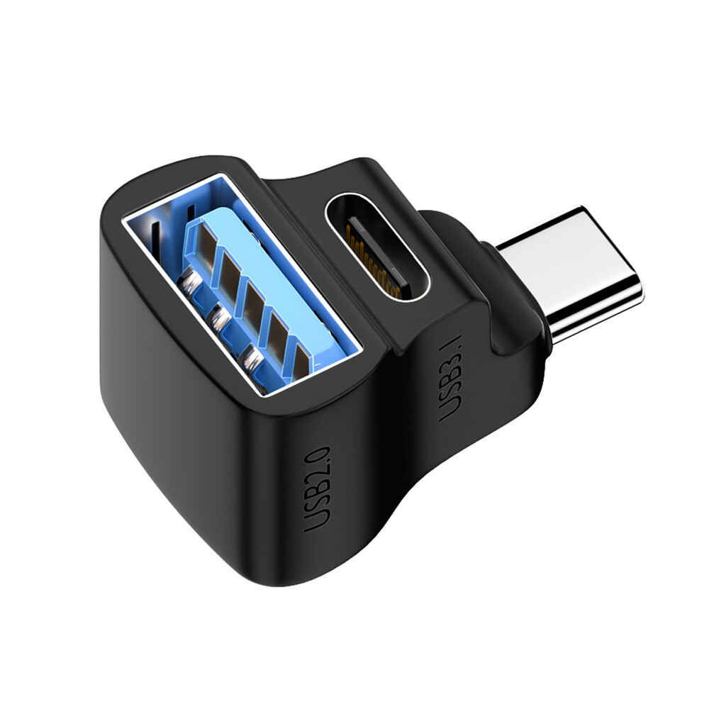 Dual Type-A OTG & Type-C Female Power Data Splitter Adapter 10Gbps USB3.0 Type C