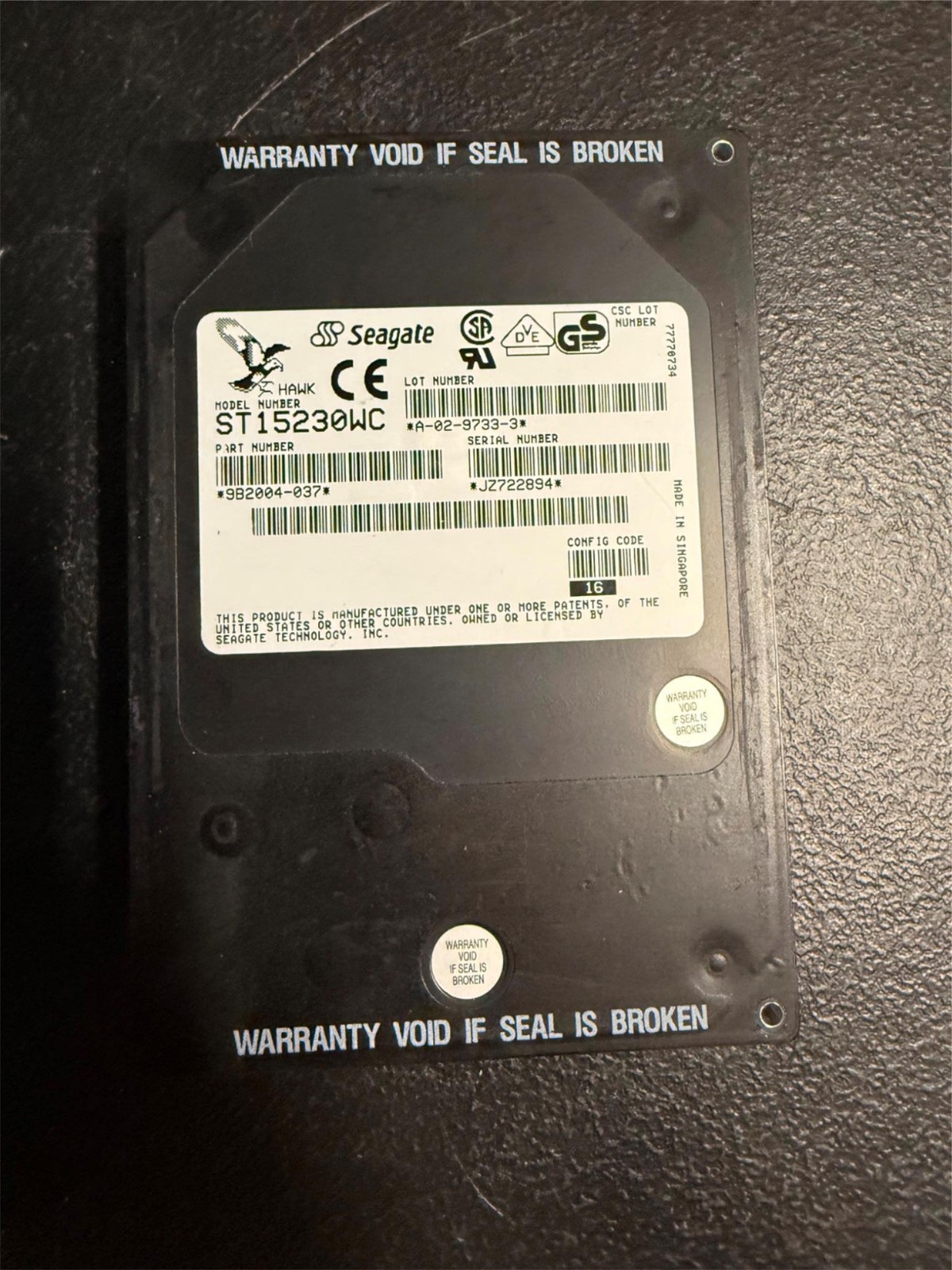 Seagate 9B2004-037 4.3 GB Hawk 5400RPM 3.5 Hard Drive Model ST15230WC