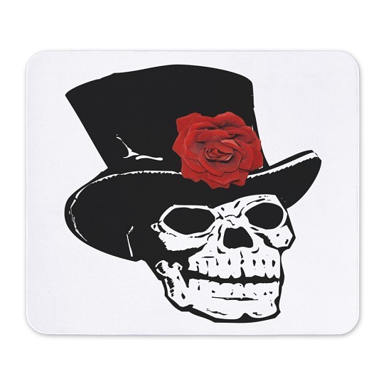 CafePress Skull With Red Rose Mousepad  (188215800)