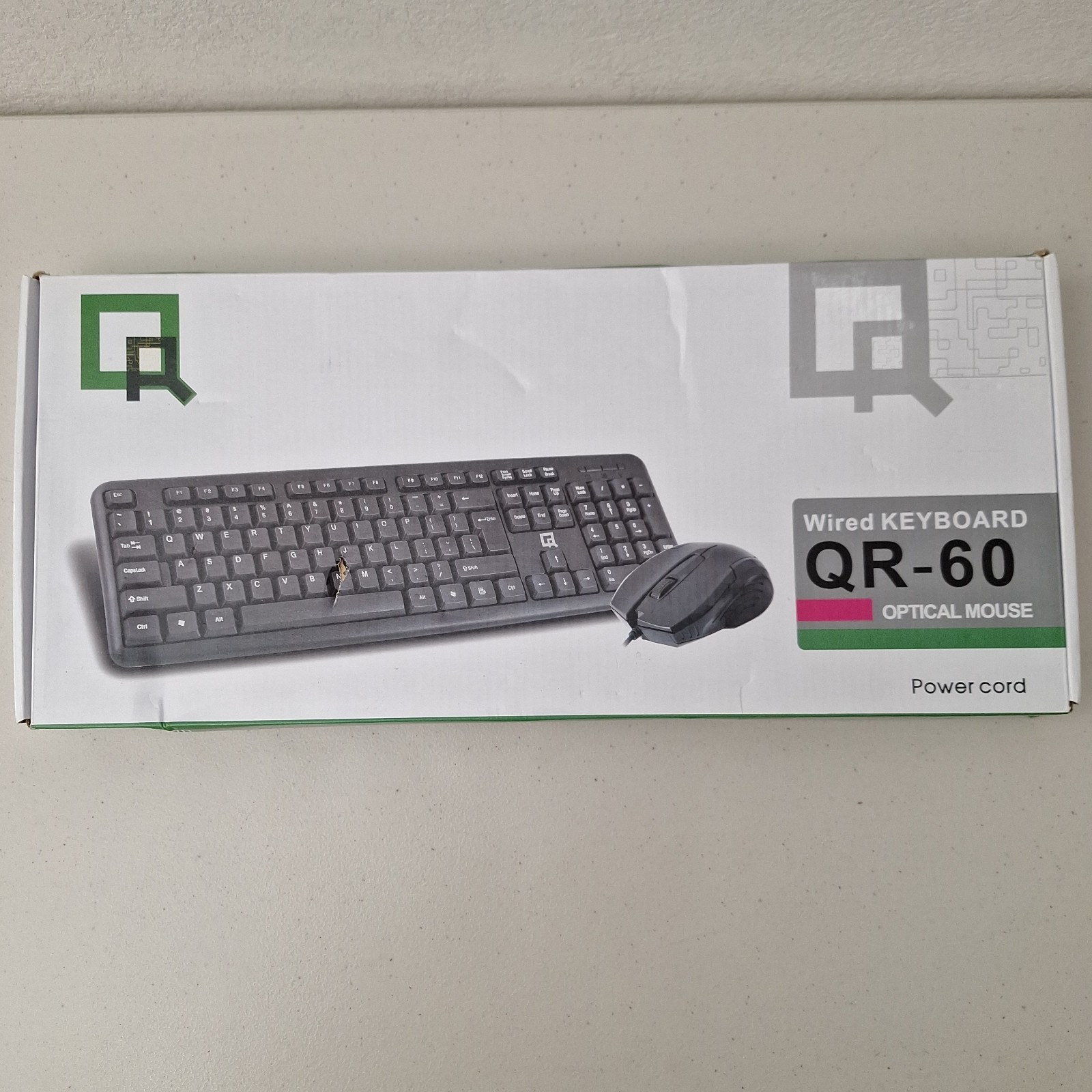 QR Computers Wired Keyboard & Optical Mouse Set QR-60 NEW, Open Box 
