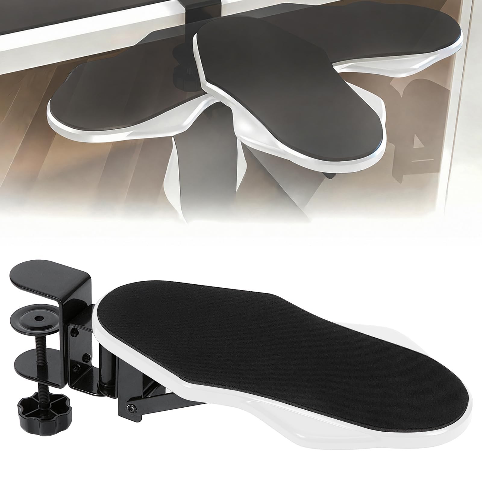 Computer Arm Rest For Desk 180 Swivel 90 Foldable Desk Extender Tray White