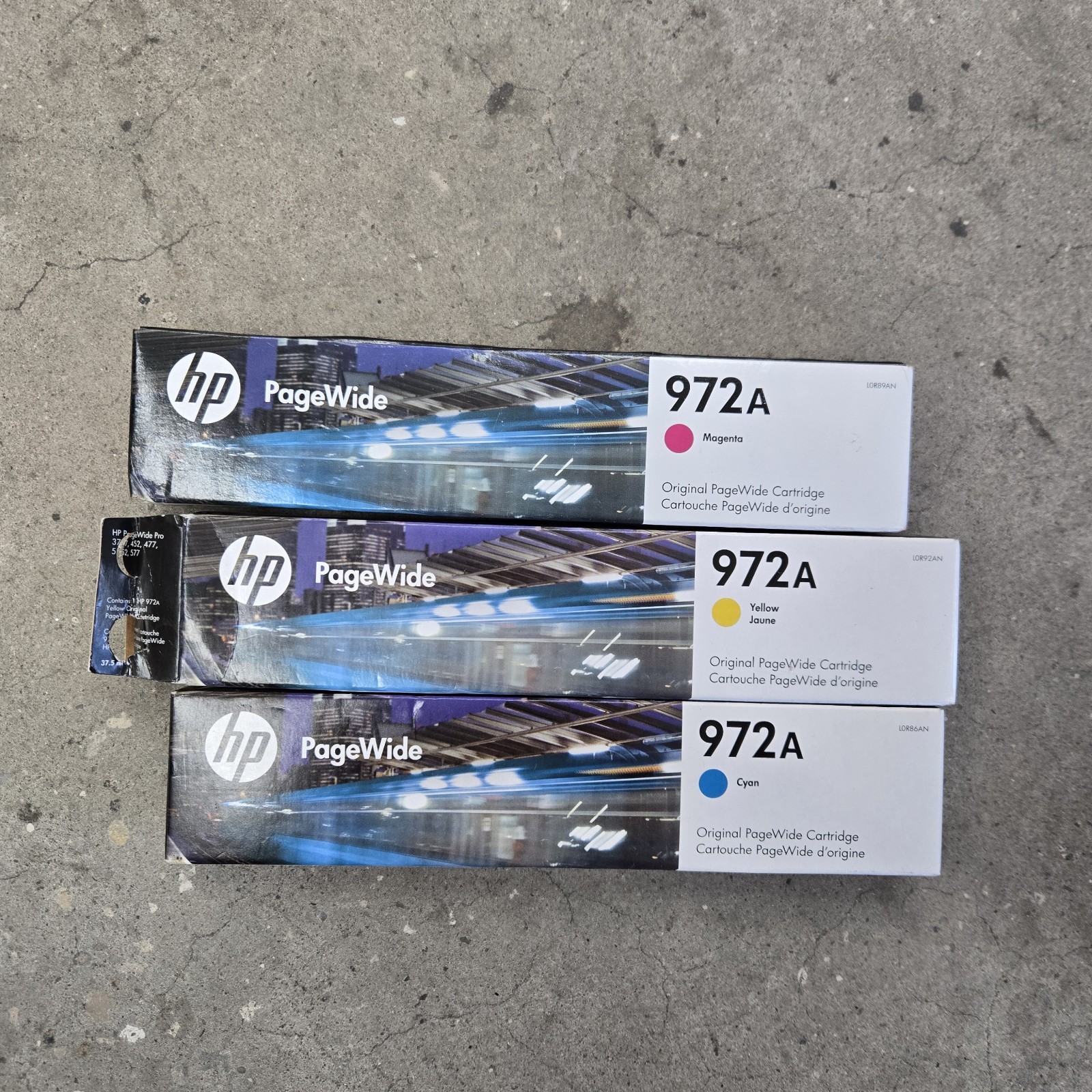 3PK Genuine HP 972A Color Inks PageWide 577z 477dn 552dw 577dw 452dw
