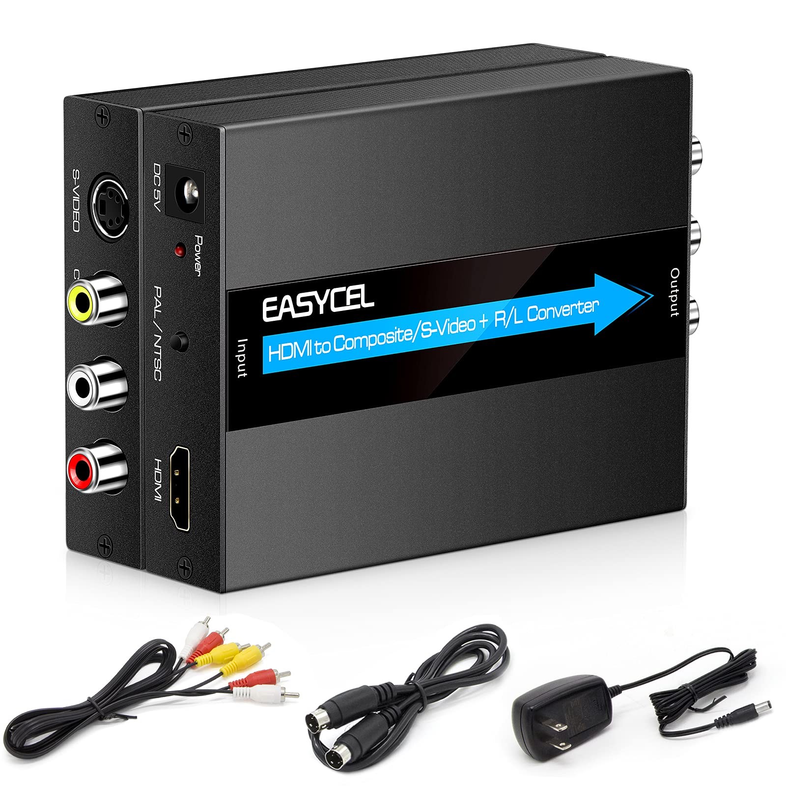 EASYCEL HDMI to S-Video RCA Converter, 1080P Input, Easy Installation, black 