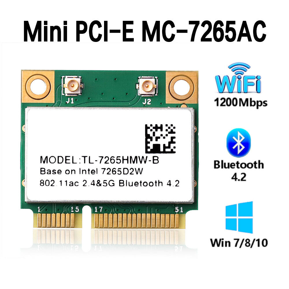 Dual Band Mini PCI-E Wireless AC WiFi Card 1200Mbps 7265AC Bluetooth 4.2 module