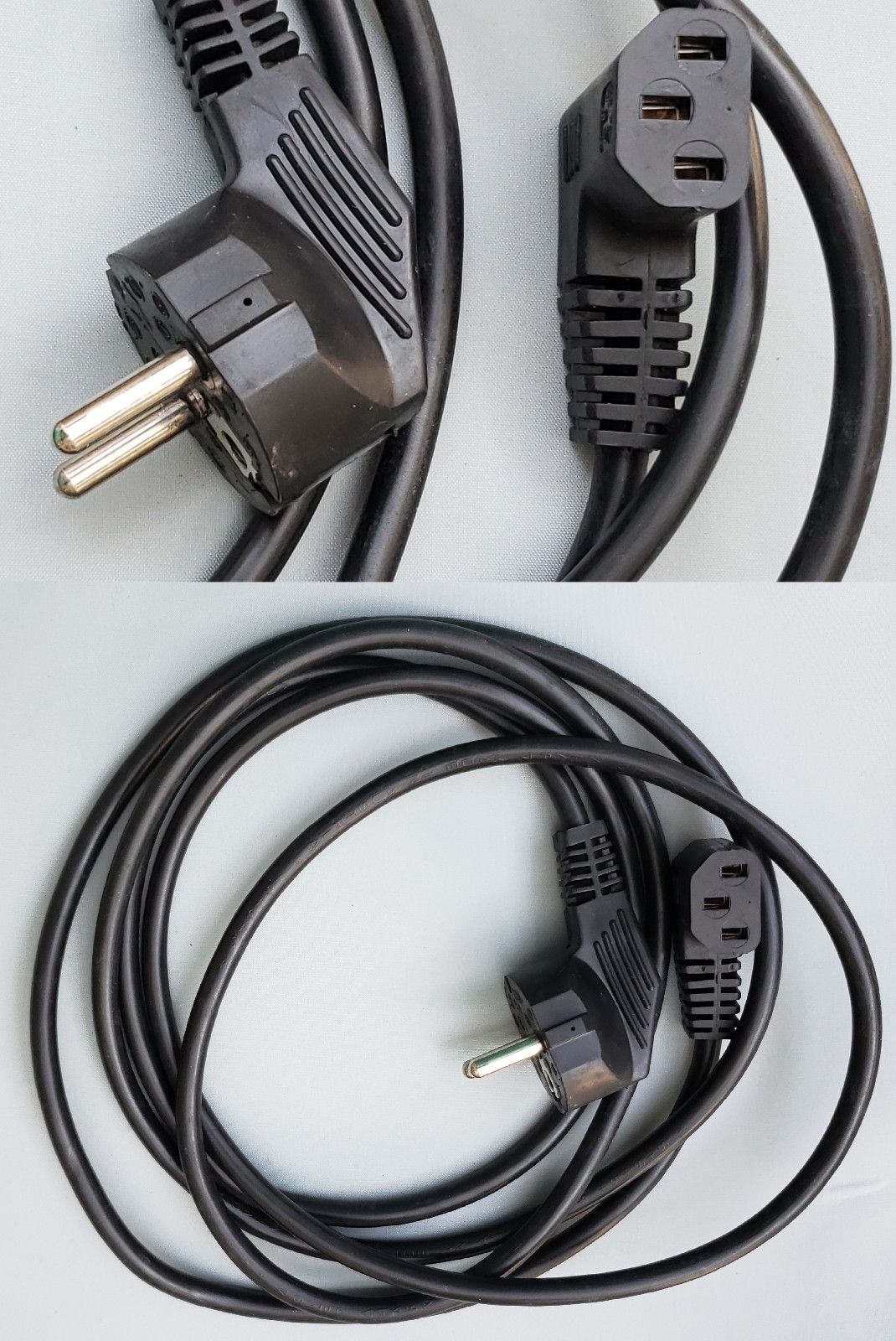KNTK 7' EU Power Cord IEC-60320 C13 to 90° Right Angled CEE 7/7 SCHUKO 18AWG