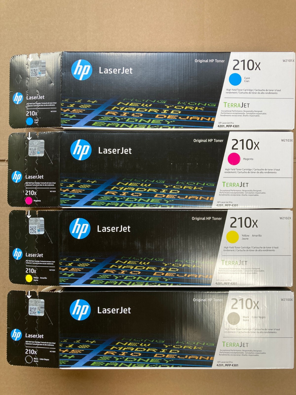 HP 210X Black/Cyan/Magenta/Yellow High Yield Toner Cartridge Set