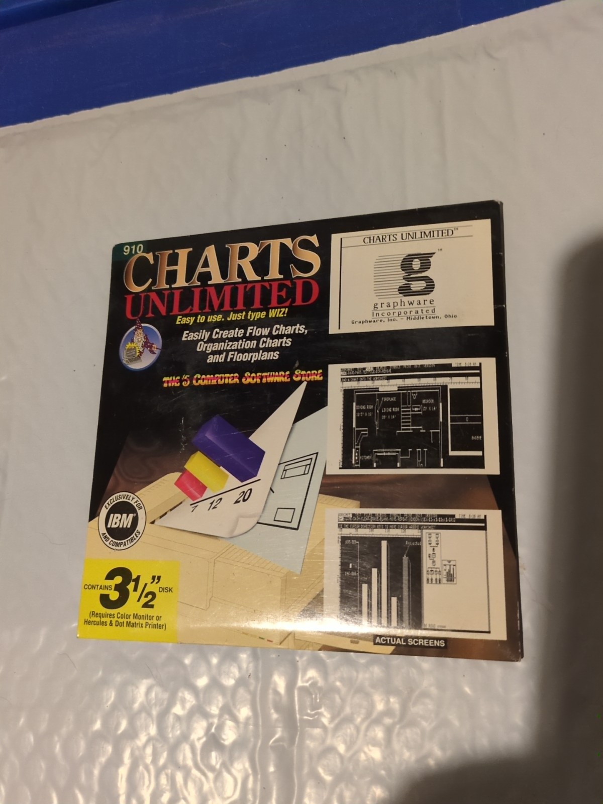 Wiz Technology Vintage 1994 Charts Unlimited Floppy Disc Computer 3.5”~ 3-1/2"