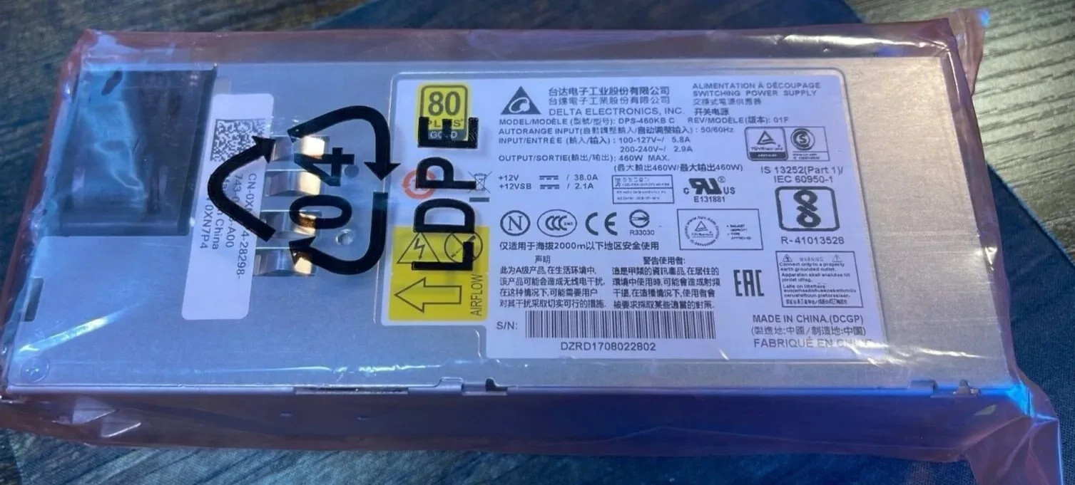 Dell 0XN7P4 PowerConnect Networking 8132 8164 N4032 N4064 460W AC Power Supply