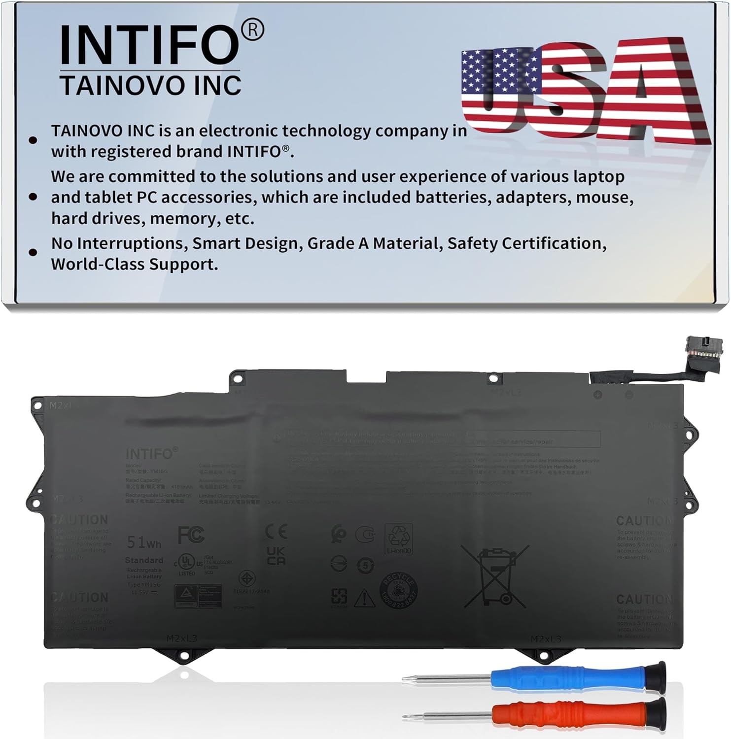 51Wh YM15G Laptop Battery Compatible with Dell XPS 13 9315 Series for 9315 2 in