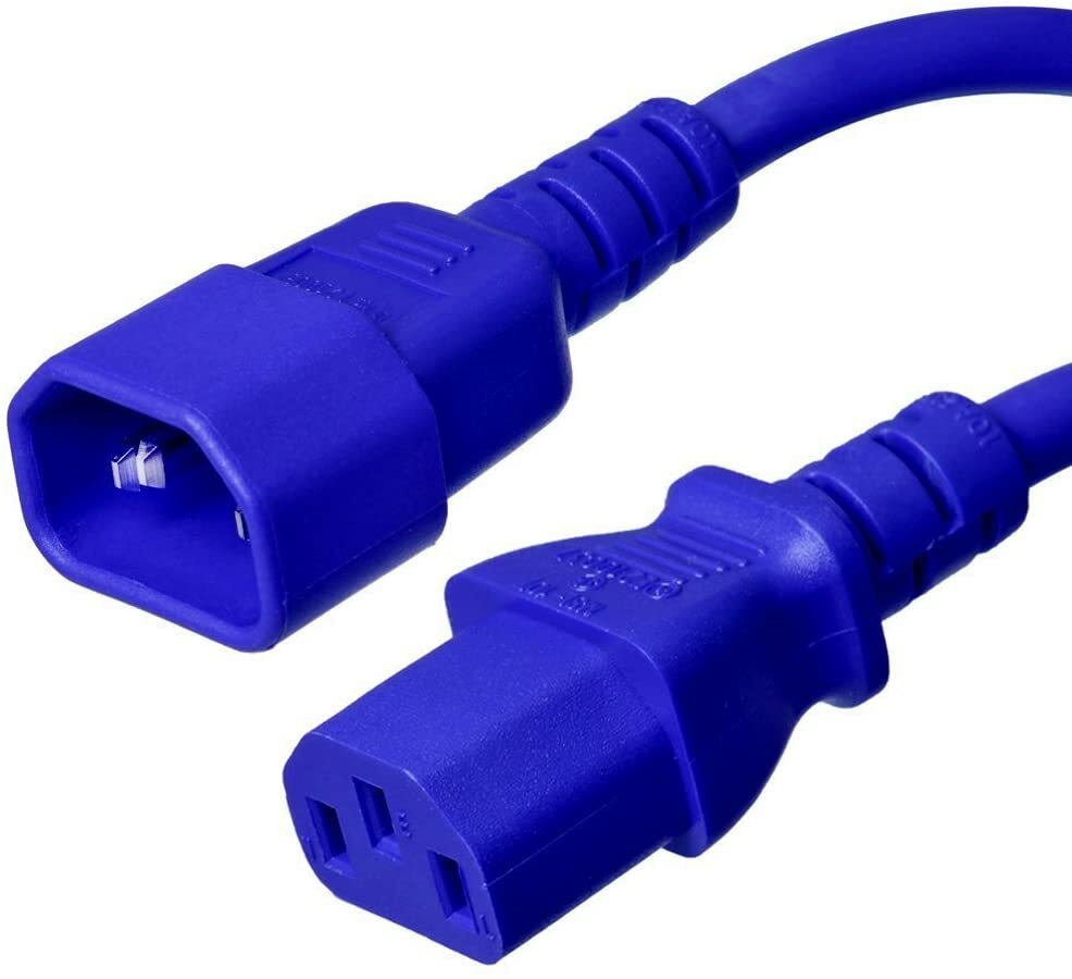 10 PACK LOT 10ft C14 - C13 Blue Power Cord 18AWG 10A/1250W 125V 3-Prong 3M