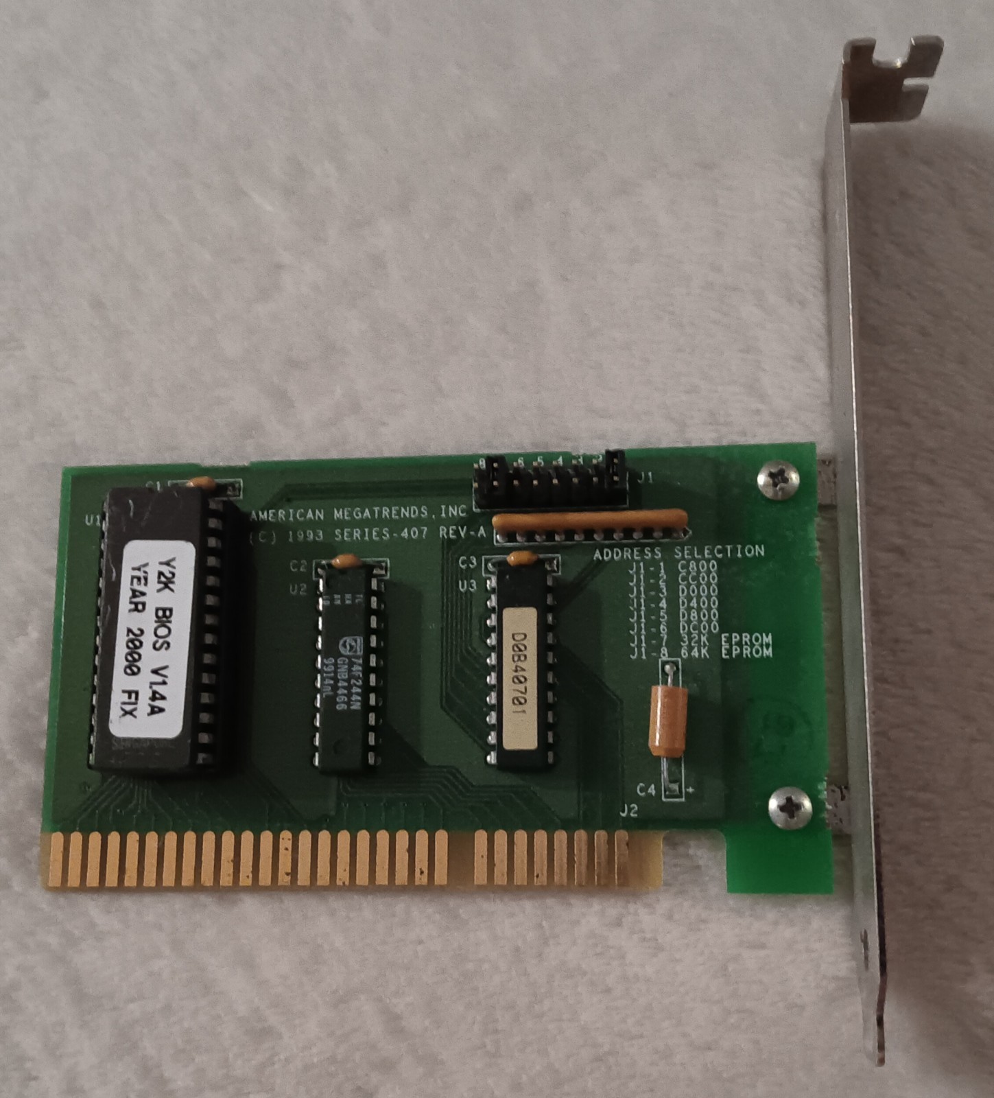 Vintage Year 2000 Y2K ROM card ISA slot American Megatrends 1993 Series-407Rev A
