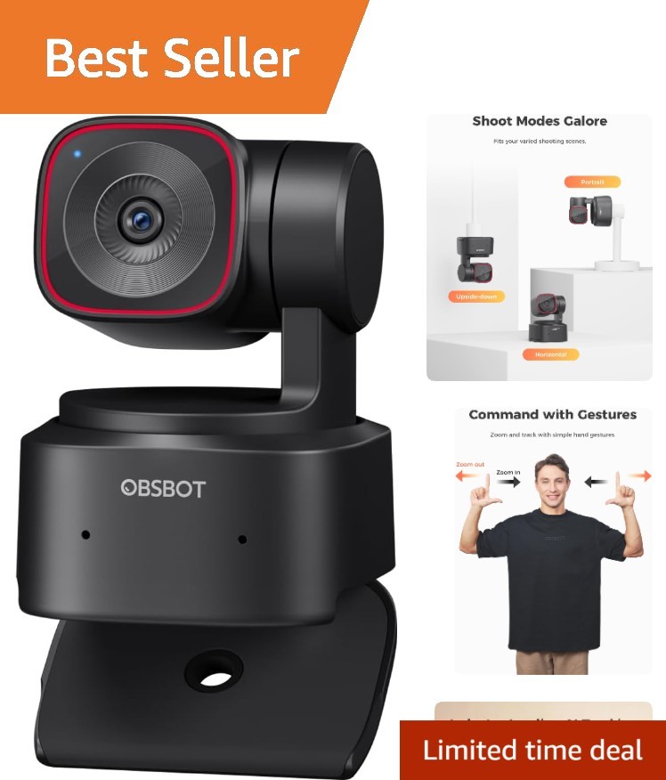 Tiny 2 Lite 4K Webcam with AI Tracking and Gesture Control for Streaming