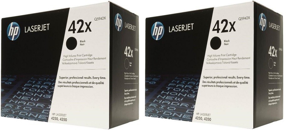 NEW Genuine Factory Sealed HP 42X Toner Cartridges Q5942X in the Black Boxes