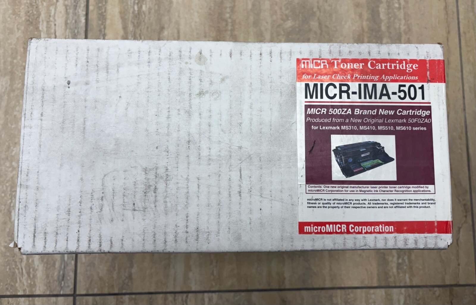 MicroMICR MICR-IMA-501 MICR Black Toner Carridge 500ZA From Lexmark 50F0ZA0 Seal