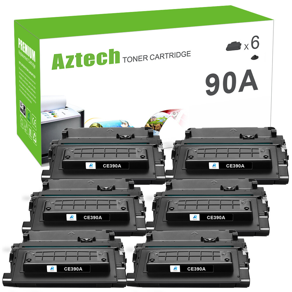 6 PACK CE390A 90A Toner Compatible With HP LaserJet Enterprise M601dn M4555 M603