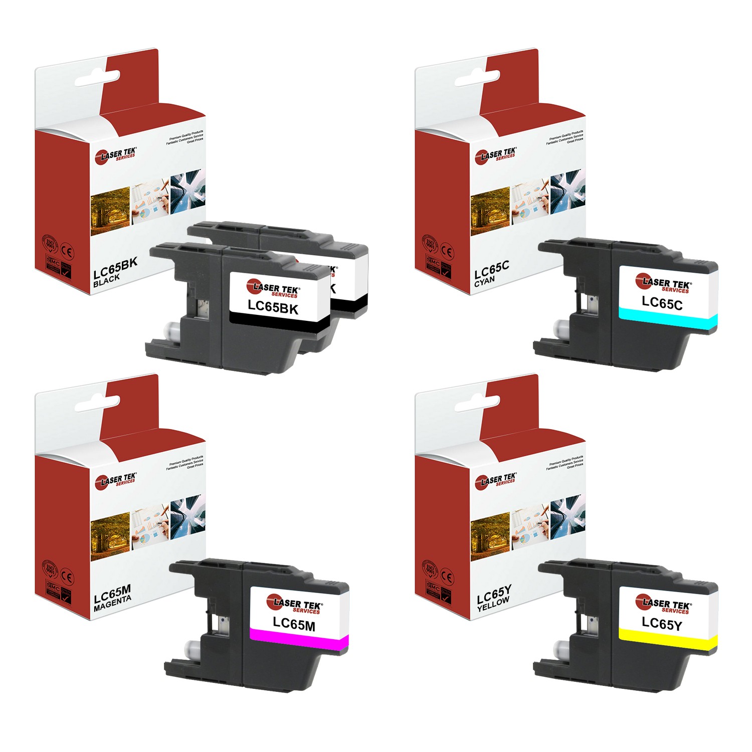 5Pk LTS LC-65 BCMY Compatible for Brother MFC5890CN 5895CW Ink Cartridge