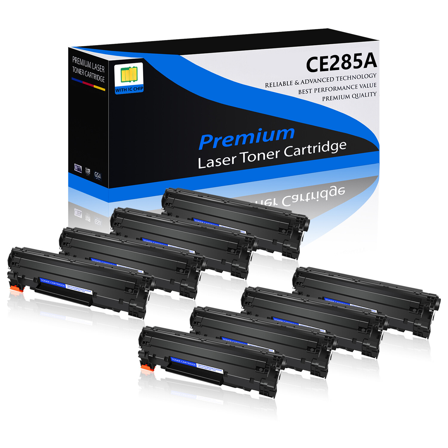 8PK Black CE285A 85A Toner Cartridge For HP LaserJet M1213nf M1214nfh M1219nf