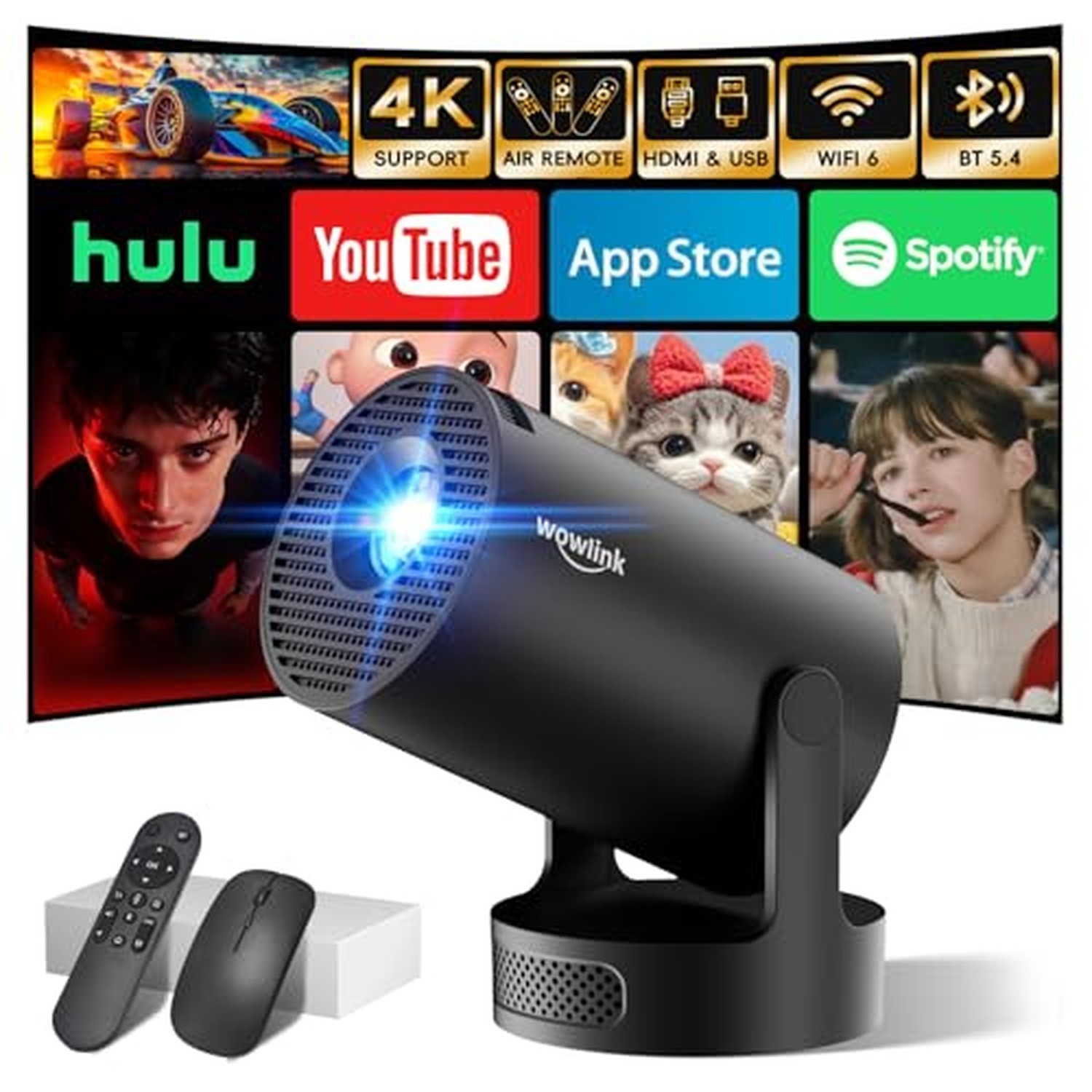[Built-in App & 2026 Upgraded] Mini Projector with WiFi 6 and Bluetooth 5.4