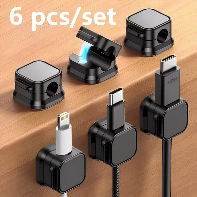 6PCS Rotatable Cord Organizer Magnetic Cable Clips  Wire Holder Desk Cable Clips