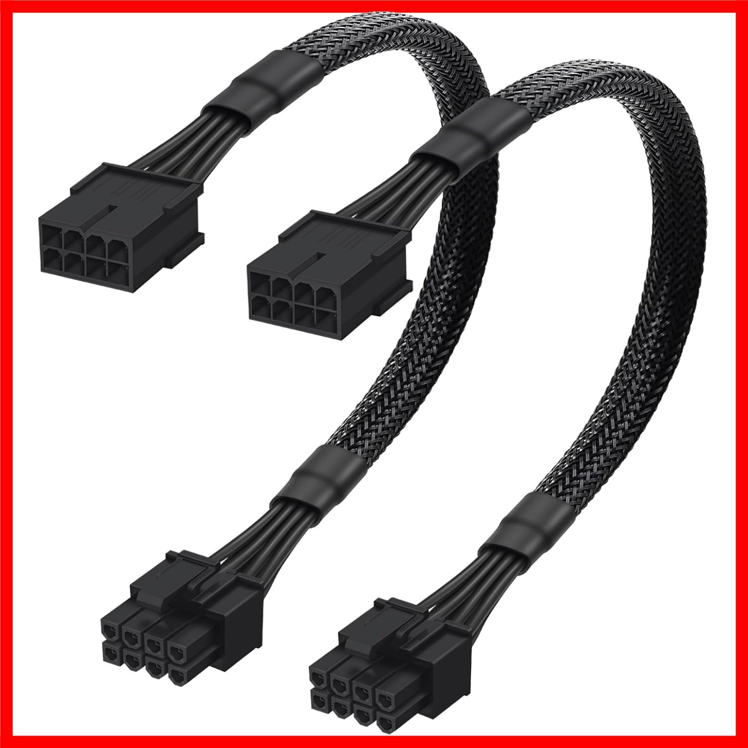 Versatile 2 Pack 8 Pin PCI-E Power Extension Cables - 9-Inch Sleeved Adaptors