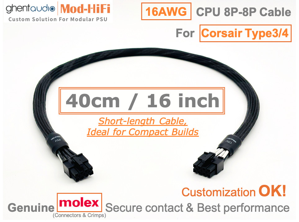 ⚡️16AWG CPU 8-Pin Cable for Corsair SF Series Old SF600 SF750-📏40cm / 16 inch