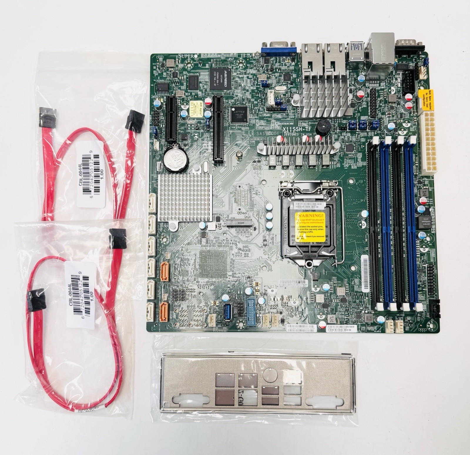 SuperMicro X11SSH-TF Motherboard w/I/O Shield Plate + SATA Cables