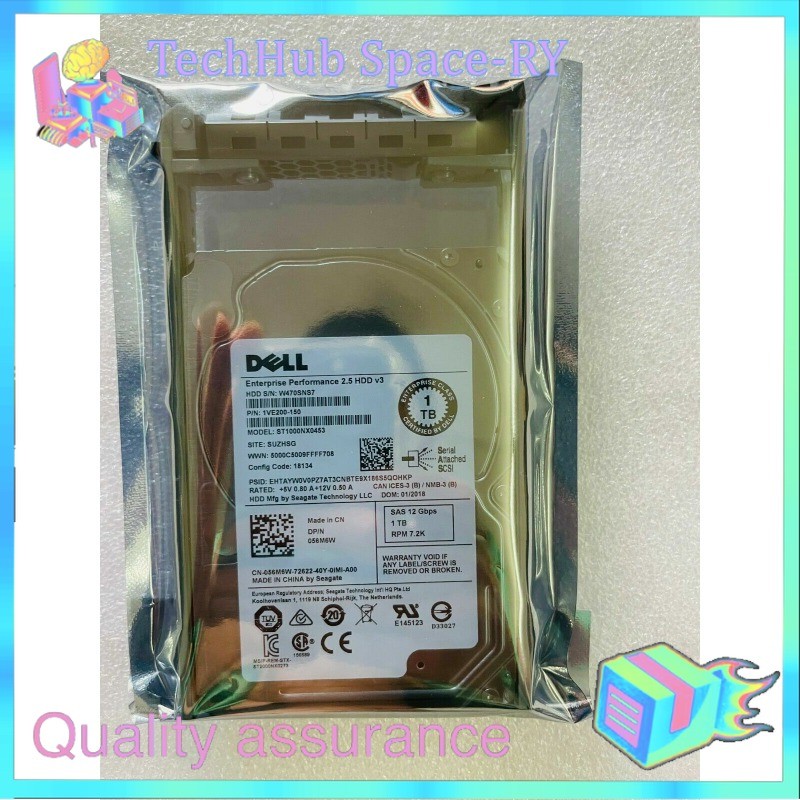Dell 56M6W 056M6W 1TB 7.2K RPM 12Gbps 2.5" SAS Hard Drive ST1000NX0453 W/ Tray