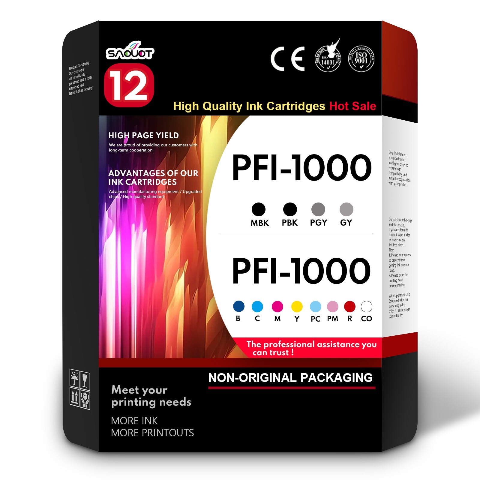 12 Color PFI-1000 Ink Cartridge 80ML Replacement for Canon imagePROGRAF Pro 1000