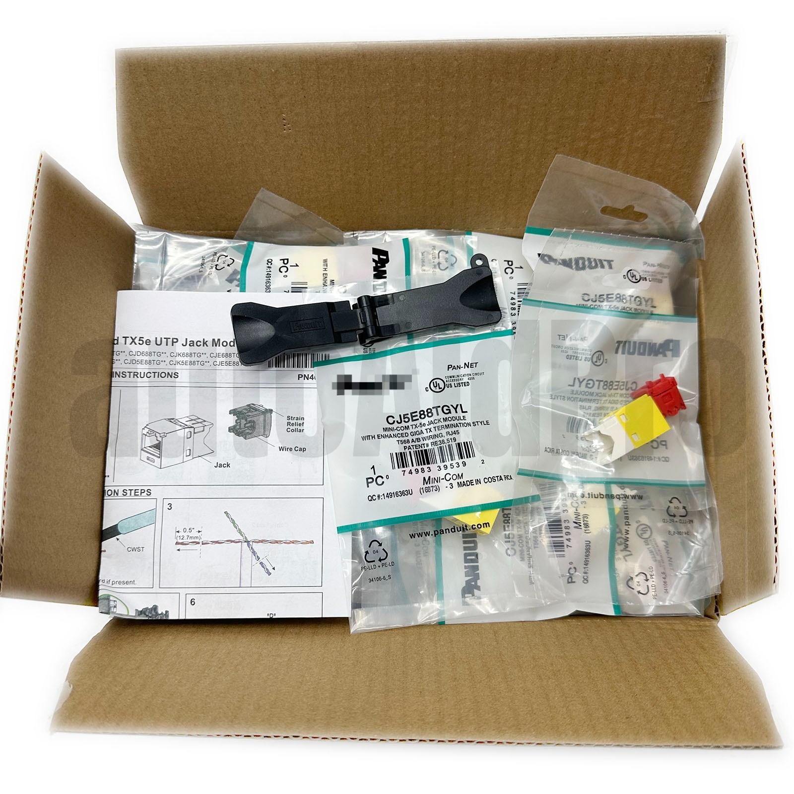 50pcs Brand New CJ5E88TGYL Cat5e Yellow Modular Jack for Panduit