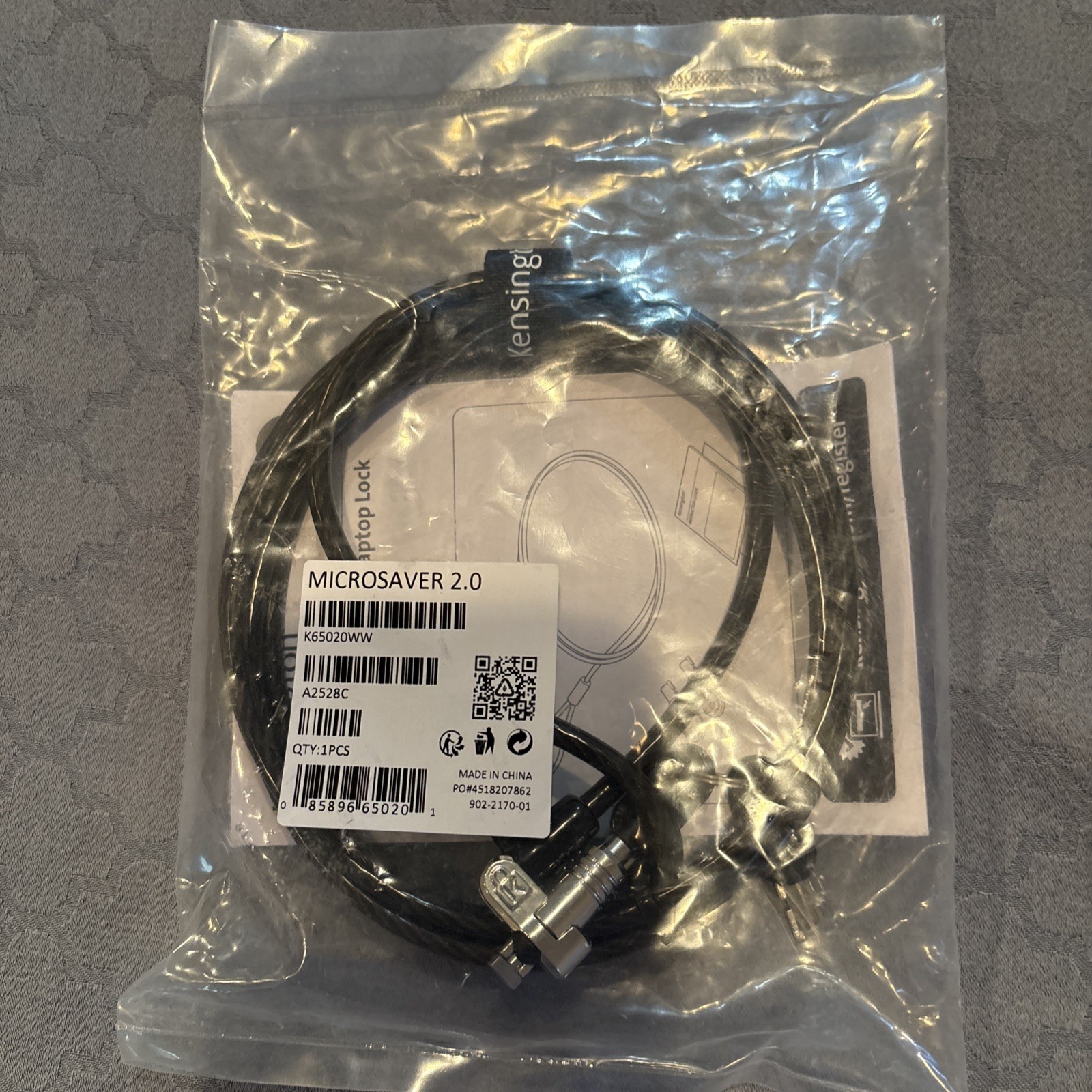 NEW Kensington MicroSaver 2.0 Keyed Laptop Lock, Black A2528C Retails $42