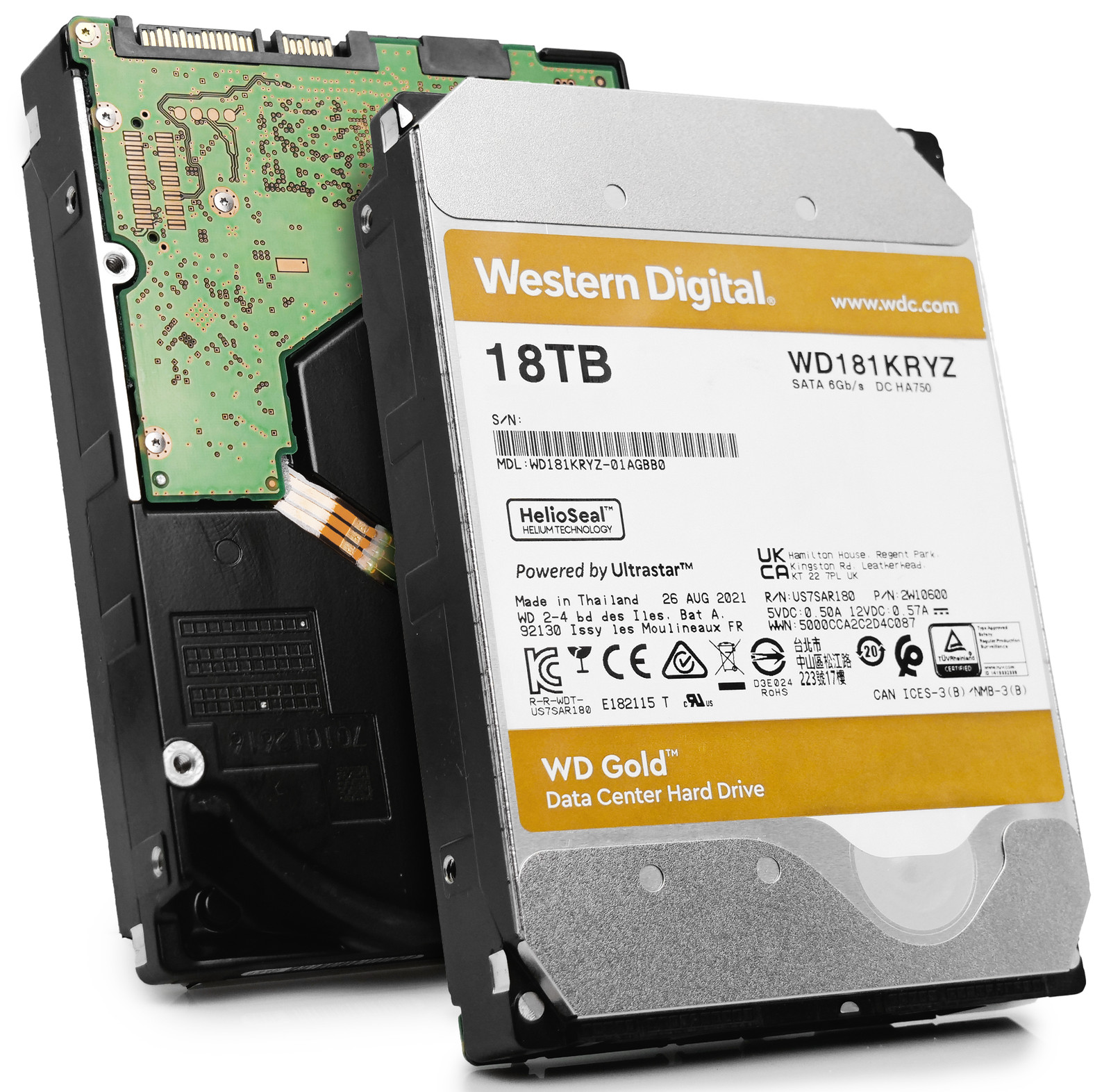 WD Gold DC HA750 18TB WD181KRYZ 01AGBB0 7.2K RPM SATA 6Gb/s 512e 3.5" HDD