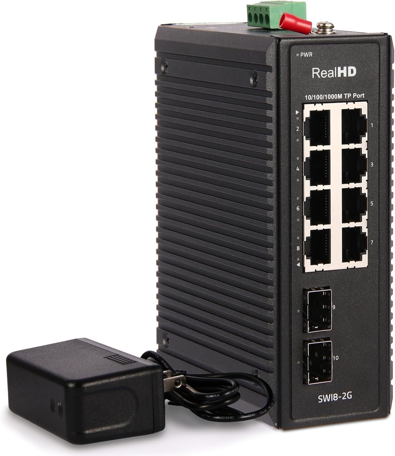 Industrial 10P Ethernet Switch w/Industrial DIN-Rail 2 SFP Port 20Gbps Capacity