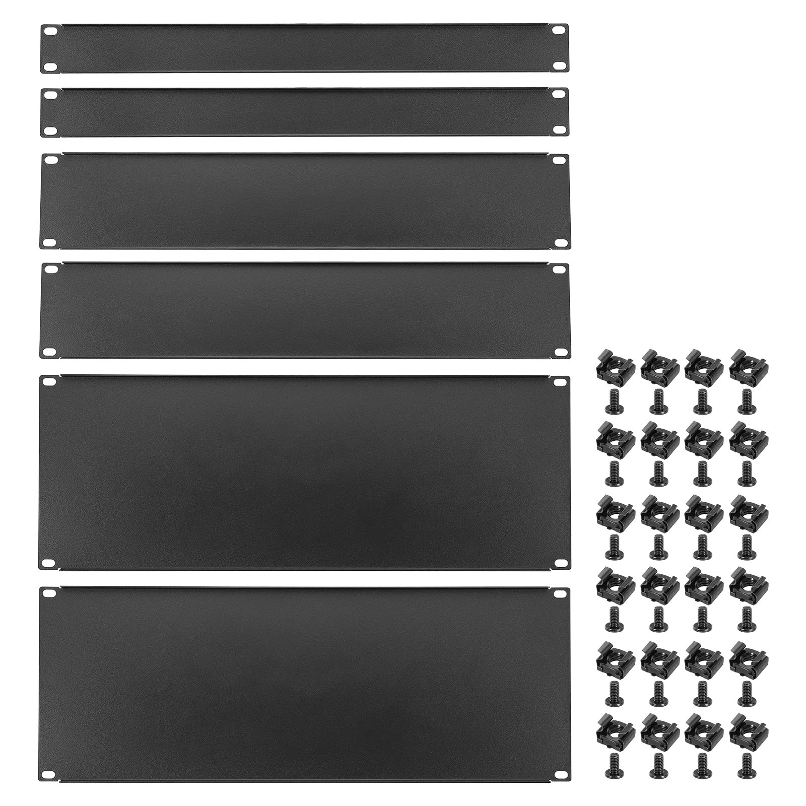PATIKIL 6 Pcs 1U,2U,4U Blank Panel 19 inches x 7 x 0.05 inches, Black