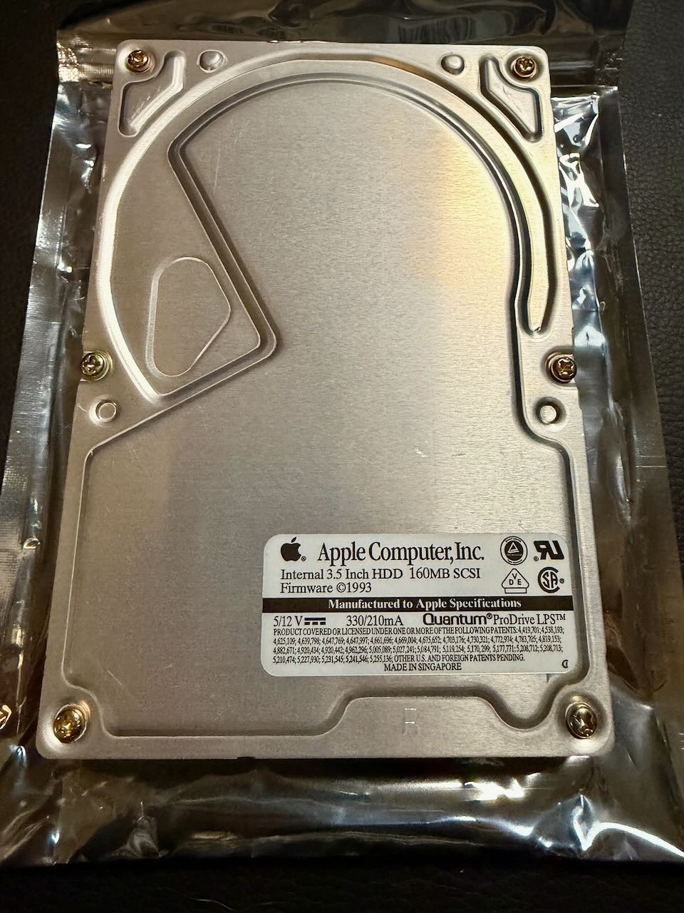 Vintage Apple Quantum ProDrive LPS 160MB SCSI 3.5” Hard Drive 1993 TESTED GOOD