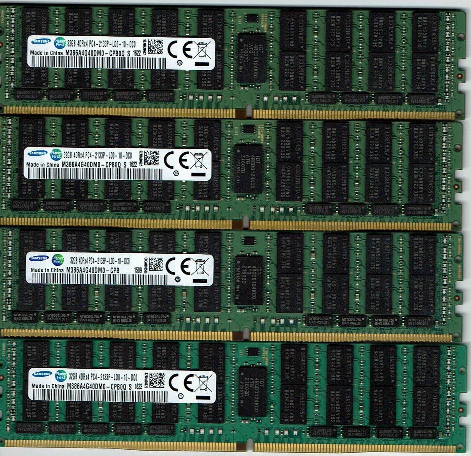 128GB (4x32GB) DDR4-2133 ECC LRDIMM Samsung M386A4G40DM0-CPB0Q PC4-17000L 4Rx4