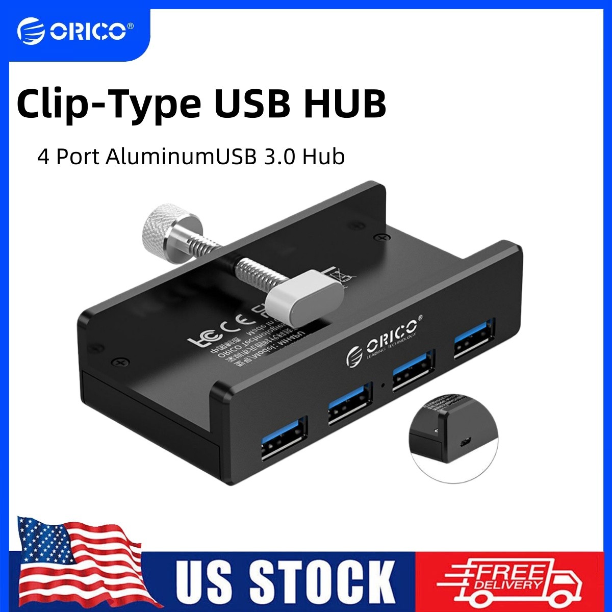 ORICO USB 3.0 Hub Aluminum 4Port USB Splitter Powered USB Hub for Monitors1