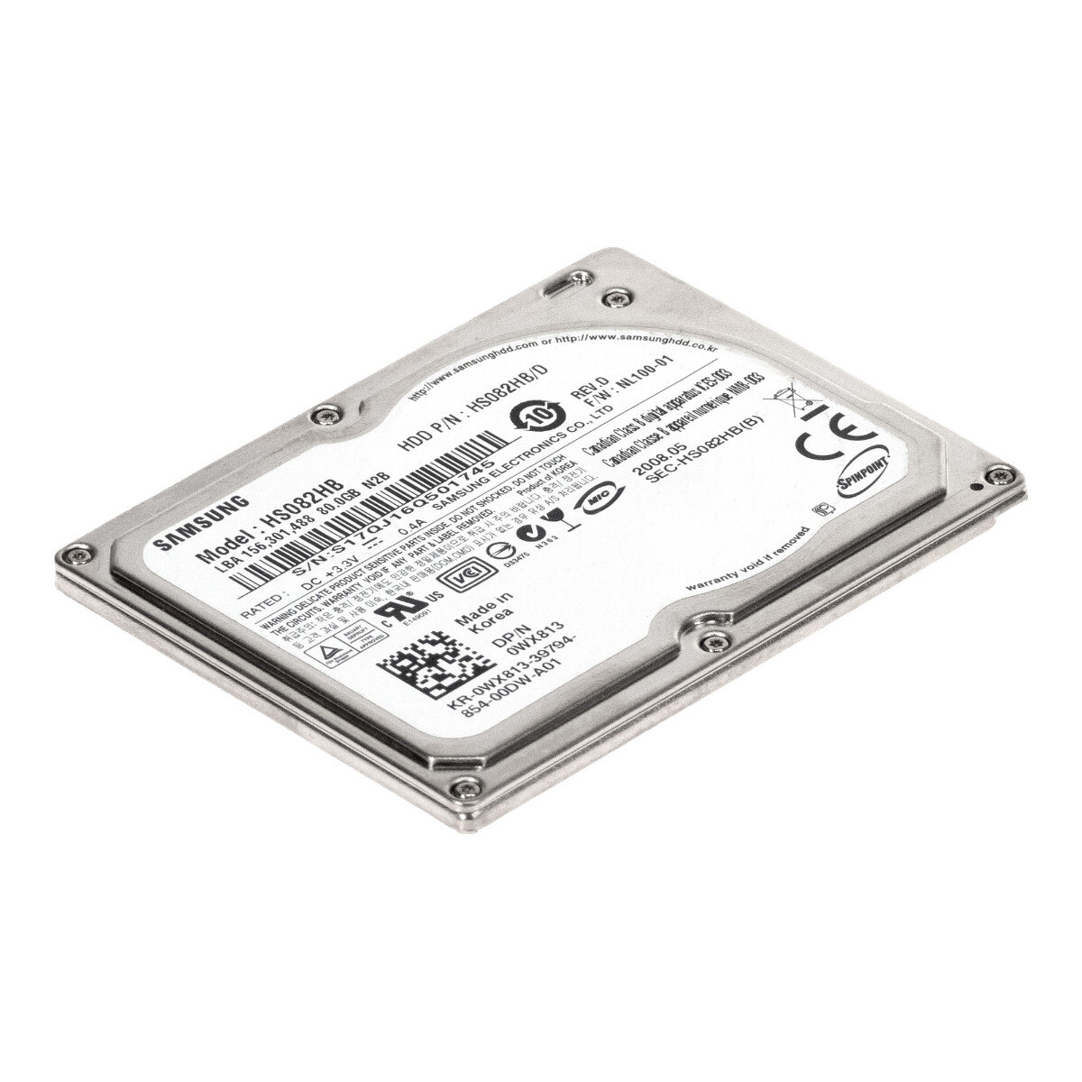 HARD DRIVE SAMSUNG HS082HB 80GB 4.2K 2MB ZIF 1.8'' 0WX813