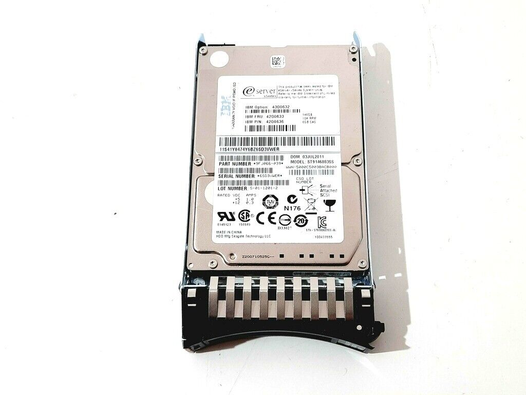 IBM 42D0633 146GB 10K SAS 6G 16MB 2.5” Hard Drive 42D0632 42D0636