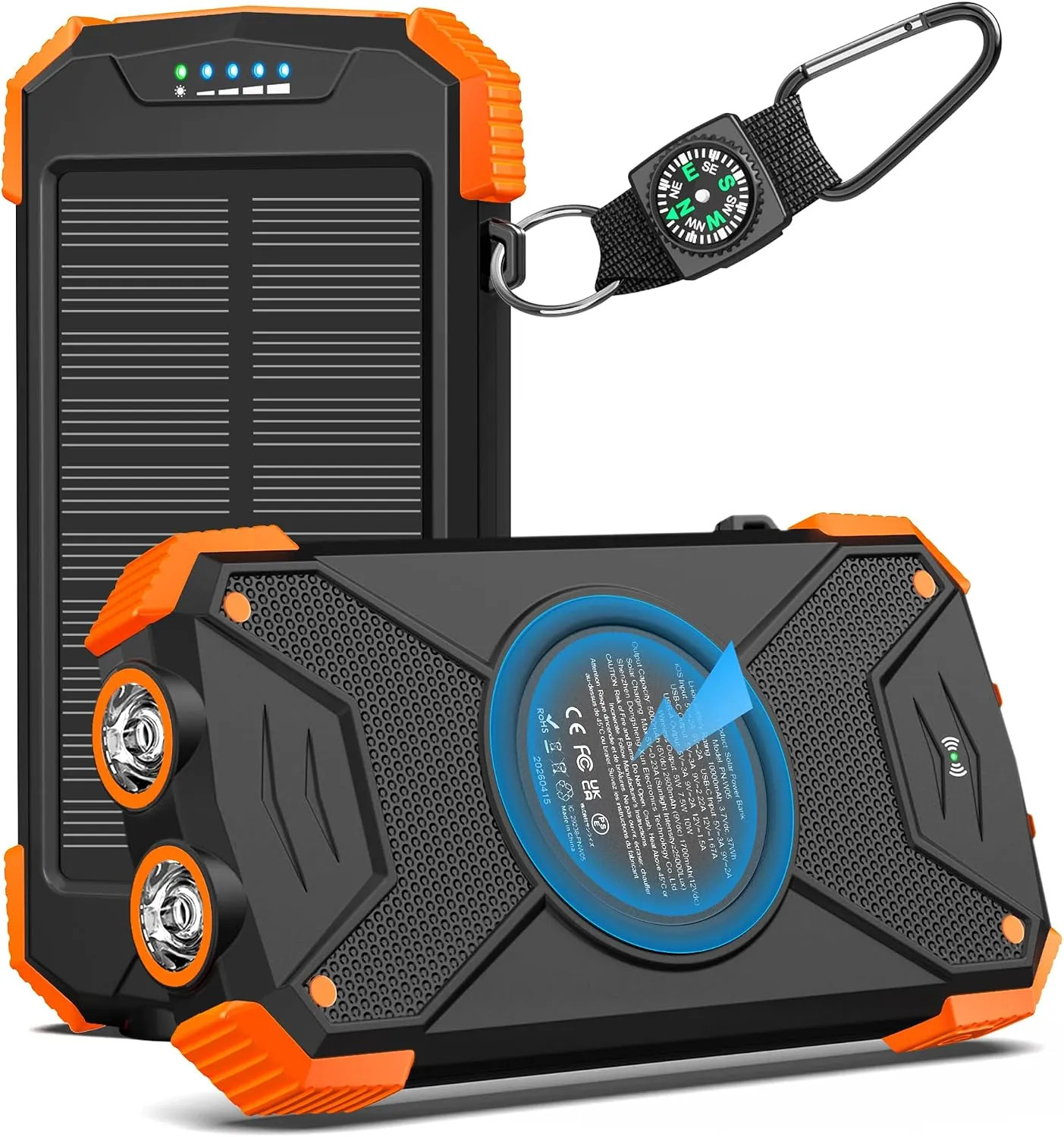 10000mAh Solar Power Bank Portable Wireless Charger External Battery For Phones