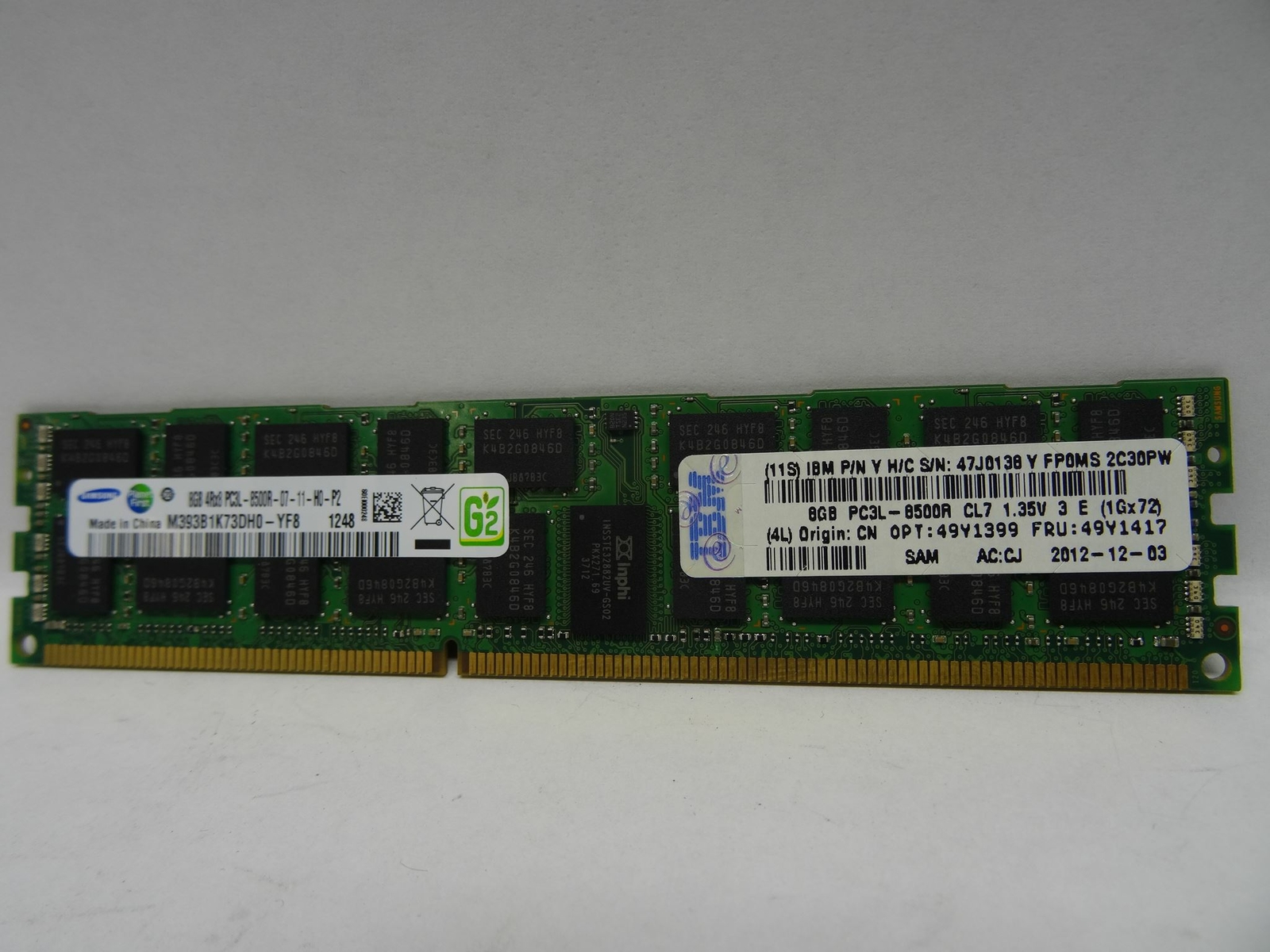 IBM 49Y1417 8GB DDR3 PC3L-8500R 4RX8 ECC RAM MEMORY 49Y1399
