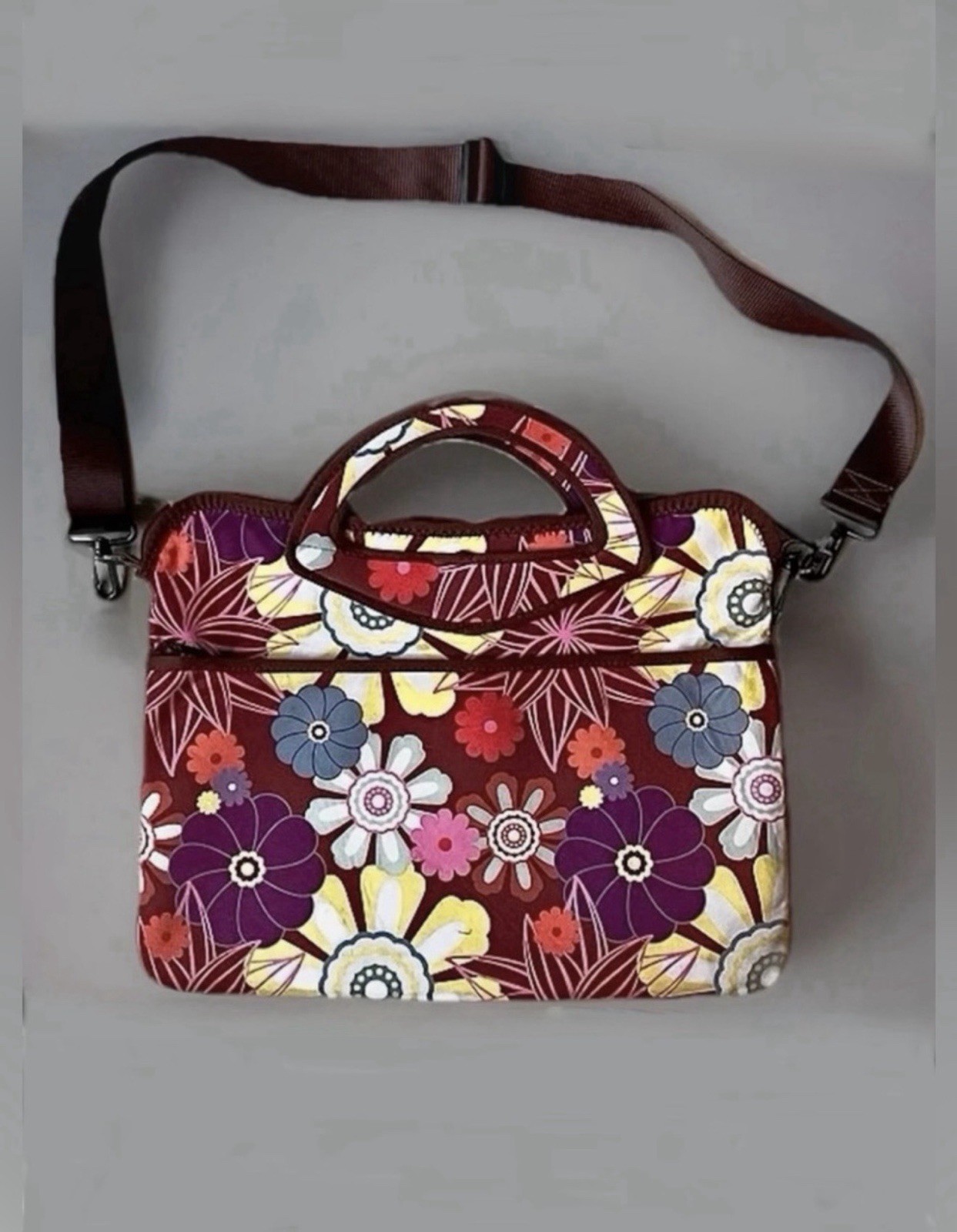 ie Laptop Computer Travel Bag Floral Removable Shoulder Strap & Handles, Zipper