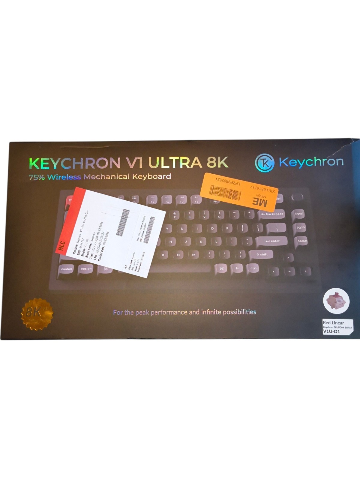 Keychron V1 Ultra 8K 75% Wireless Mechanical Keyboard QWERTY Black V1U-D1