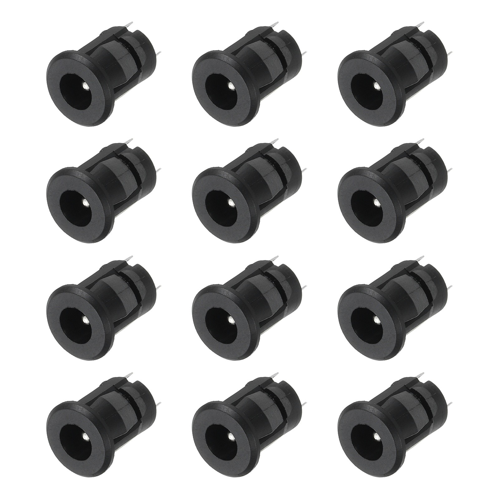12pcs DC5521 Power Jack, 30V 0.5A 12x12x18.5mm 2 Pin, Black