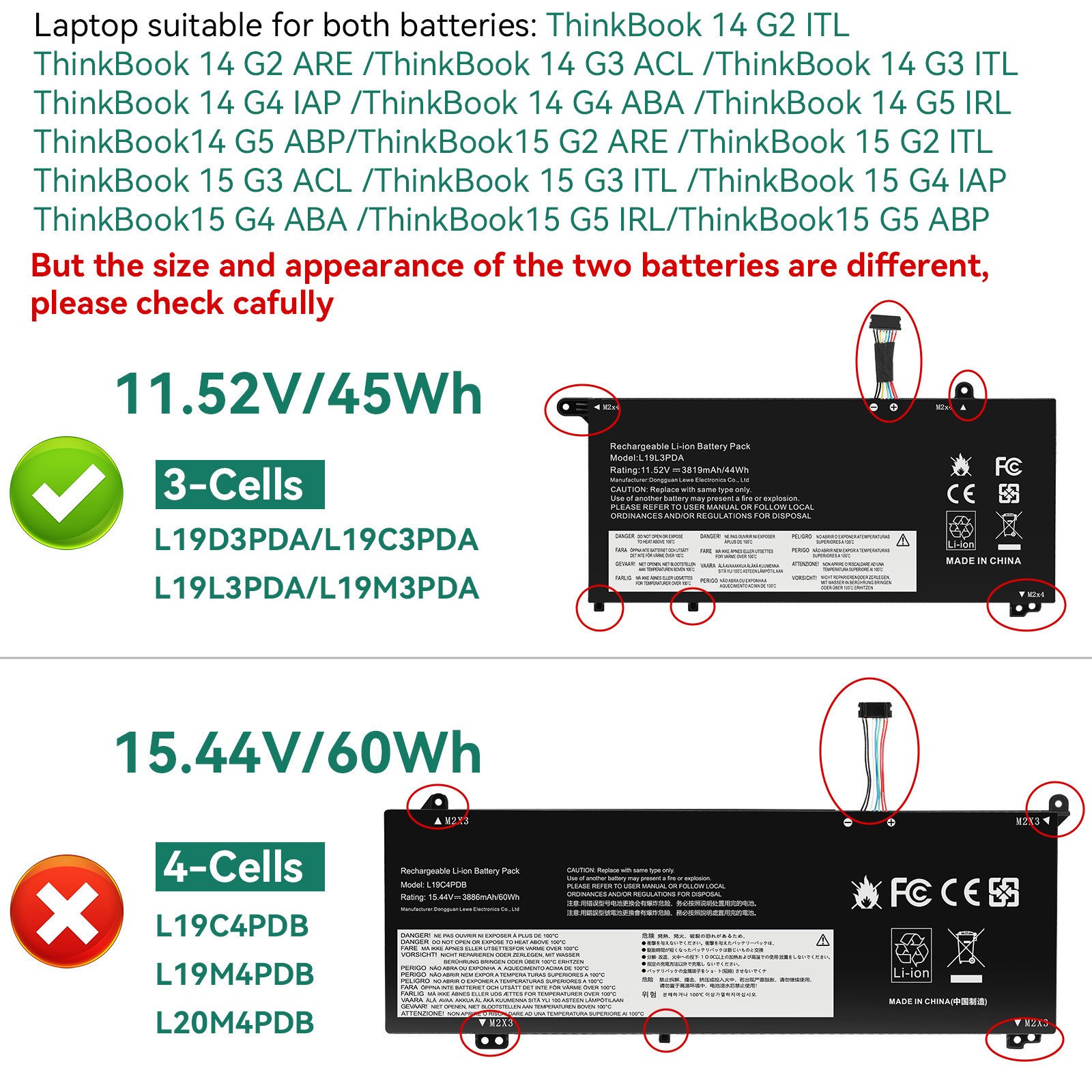 L19C3PDA L19M3PDA L19L3PDA Battery For Lenovo ThinkBook 14 15 G2 G3 ITL ARE ACL 