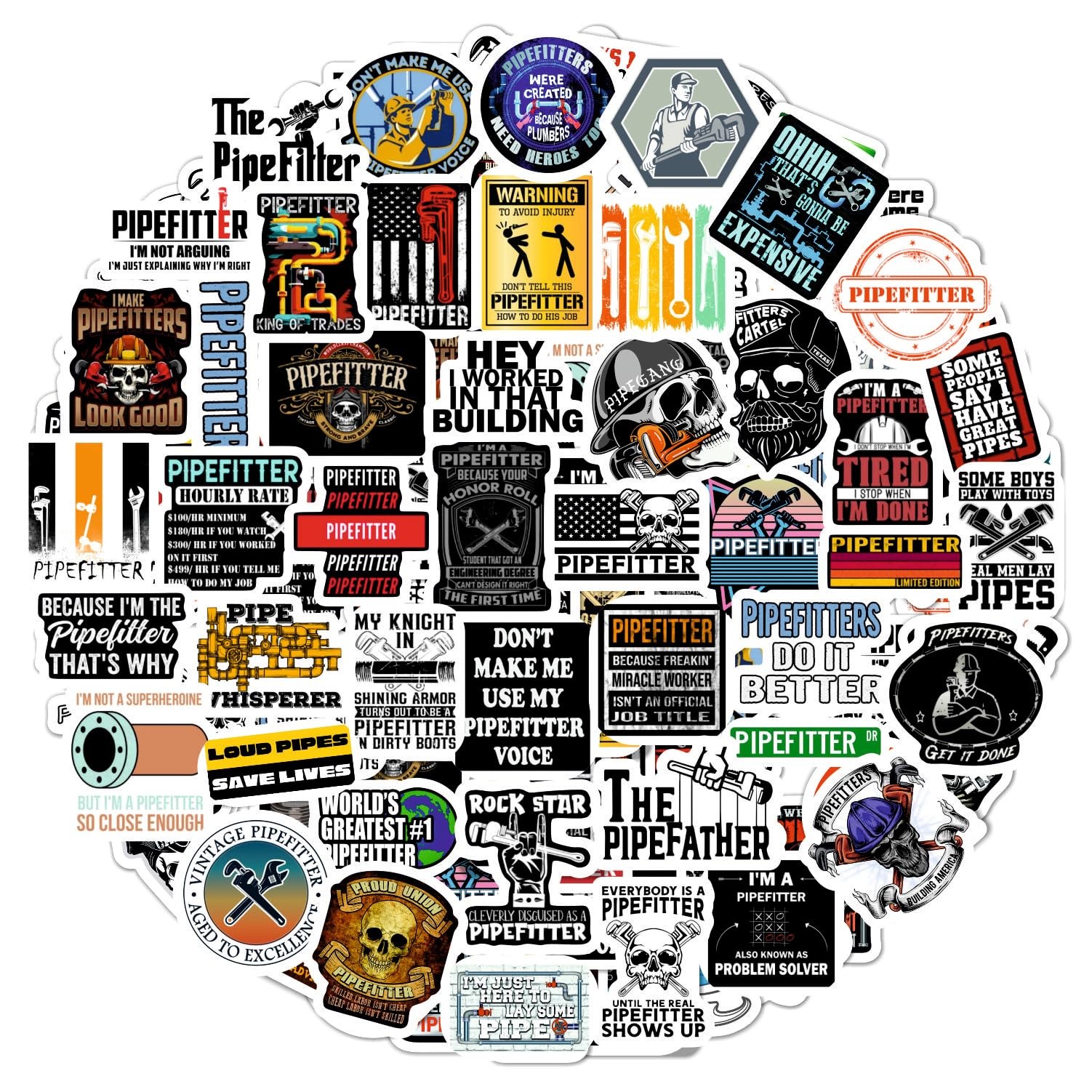 100Pcs Funny Pipefitter Stickers for Hard Hat, Pipefitter Hardhat Stickers, Cool